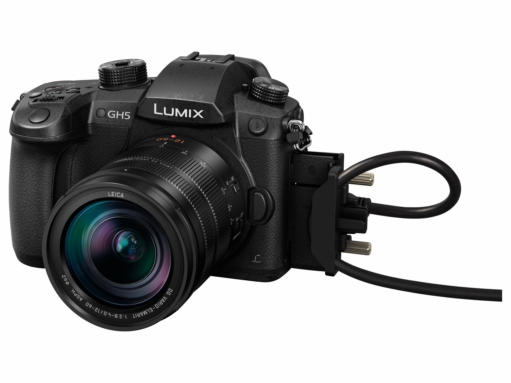 LUMIX GH5 with included screw-in HDMI and USB locking device