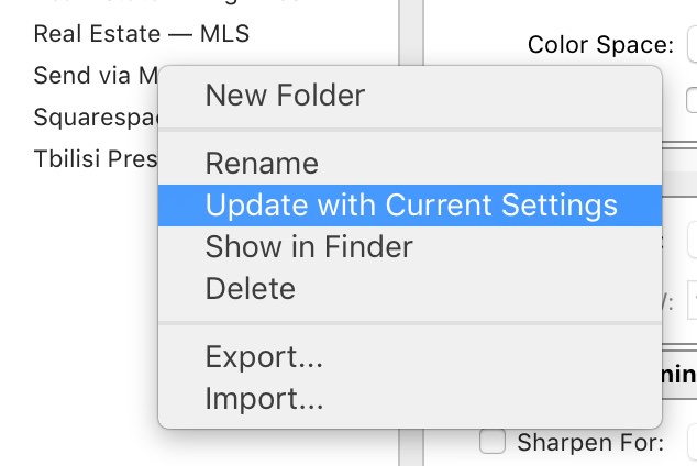 Don't forget to update your preset with the new settings!