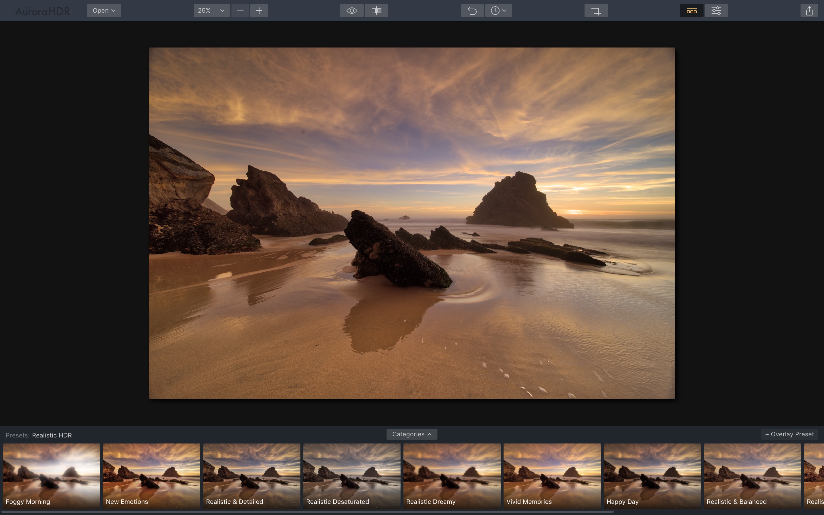 Macphun Aurora HDR 2018 — Presets on macOS