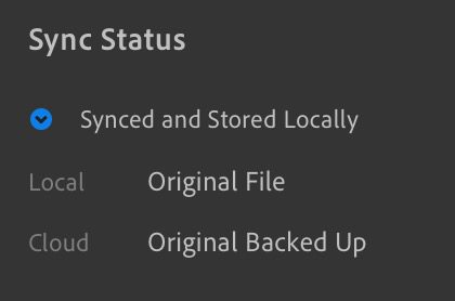 Lightroom CC Sync status window